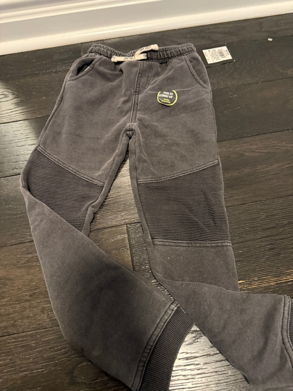 art class Charcoal Gray Rib-Knee Jogger Pants for Kids